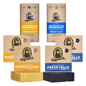 Dr. Squatch Manly Soap and Deodorant Variety Pack – Handmade with Organic Oils, Aluminum-Free – Summer Citrus and Fresh Falls – Men’s Natural Soap(Summer Citrus and Fresh Falls)