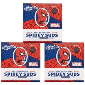 Dr. Squatch Men’s Natural Bar Soap – Spidey Suds – Inspired by Spider-Man – 3 Pack