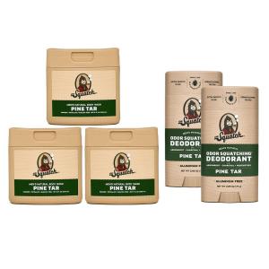Dr. Squatch NEW Body Wash and Deodorant for Men Gift Set | No Paraben, Phthalate, Sulfate | Odor-Squatching, Aluminum-Free | Pine Tar Body Wash (8 oz, 3-Pack) & Deodorant (2.56 oz, 2-Pack)(Pine)