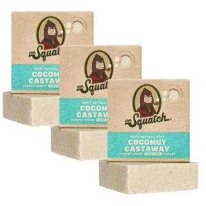 Dr. Squatch Natural Bar Soap for Men – Cold Process Soap with No Harsh Chemicals – Coastal Mist (5 oz, 3-Pack)(Coconut Castaway)