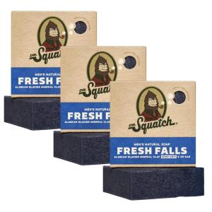 Dr. Squatch Natural Bar Soap for Men – Cold Process Soap with No Harsh Chemicals – Coastal Mist (5 oz, 3-Pack)(Fresh Falls)