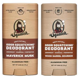 Dr. Squatch Natural Deodorant for Men – Odor-Squatching Aluminum Free – Coconut Castaway & Fresh Falls (2.65 oz, 2-Pack)(Rogue Reserve)