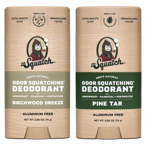 Dr. Squatch Natural Deodorant for Men – Odor-Squatching Aluminum Free – Coconut Castaway & Fresh Falls (2.65 oz, 2-Pack)(Rustic Breeze)