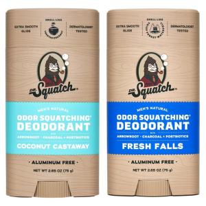 Dr. Squatch Natural Deodorant for Men – Odor-Squatching Aluminum Free – Coconut Castaway & Fresh Falls (2.65 oz, 2-Pack)(Tropical Tide)
