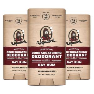 Dr. Squatch Natural Deodorant for Men – Odor-Squatching Aluminum Free – Fresh Falls (2.65 oz, 3-Pack)(Bay Rum)