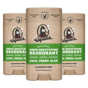 Dr. Squatch Natural Deodorant for Men – Odor-Squatching Aluminum Free – Fresh Falls (2.65 oz, 3-Pack)(Cool Aloe Fresh)