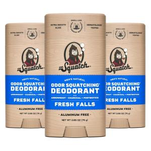 Dr. Squatch Natural Deodorant for Men – Odor-Squatching Aluminum Free – Fresh Falls (2.65 oz, 3-Pack)(Fresh Falls)