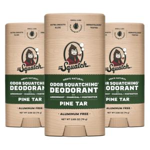 Dr. Squatch Natural Deodorant for Men – Odor-Squatching Aluminum Free – Fresh Falls (2.65 oz, 3-Pack)(Pine Tar)