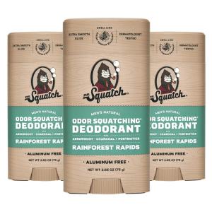 Dr. Squatch Natural Deodorant for Men – Odor-Squatching Aluminum Free – Fresh Falls (2.65 oz, 3-Pack)(Rainforest Rapids)