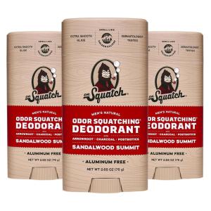 Dr. Squatch Natural Deodorant for Men – Odor-Squatching Aluminum Free – Fresh Falls (2.65 oz, 3-Pack)(Sandalwood Summit)