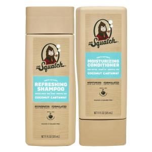 Dr. Squatch Natural Hair Bundle for Men – Healthy, Full Looking Hair – Fresh Falls Shampoo (11 fl oz), Fresh Falls Conditioner (11 fl oz)(Coconut Castaway)