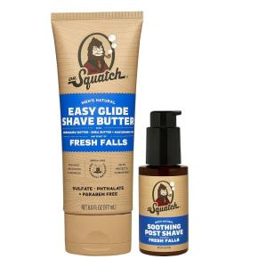 Dr. Squatch Wood Barrel Bourbon Smooth Shave Bundle – Easy Glide Butter + Soothing Post Shave – Natural Ingredients – Manly Fragrance – Moisturizing(Fresh Falls)
