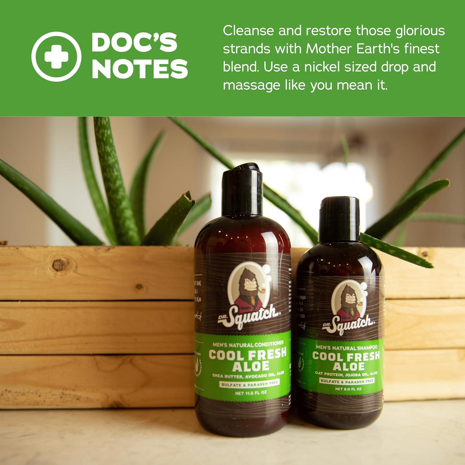 imageDr Squatch Natural Hair Bundle for Men Healthy Full Looking Hair Summer Citrus Shampoo 8 fl oz Summer Citrus Conditioner 115 fl ozCool Aloe Fresh