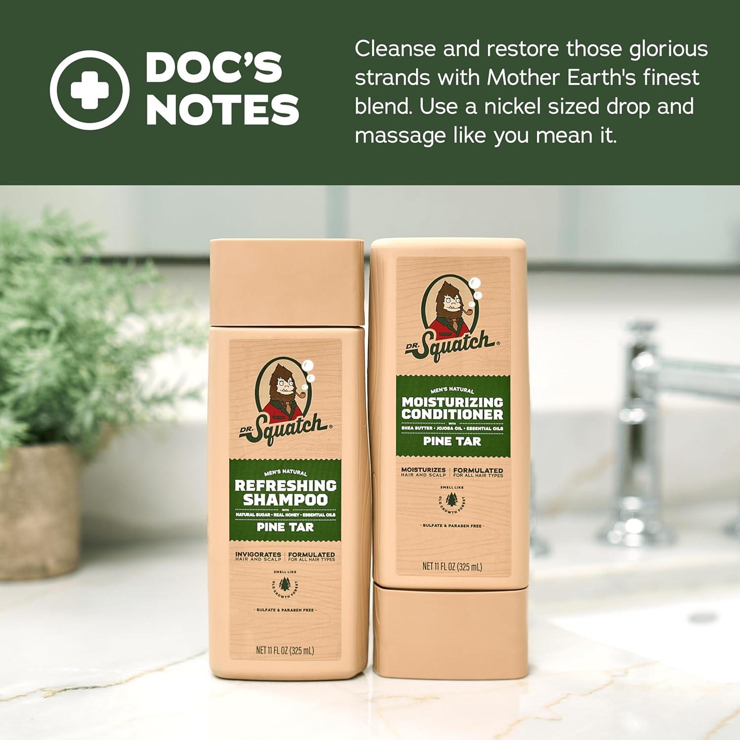 imageDr Squatch Natural Hair Bundle for Men Healthy Full Looking Hair Summer Citrus Shampoo 8 fl oz Summer Citrus Conditioner 115 fl ozPine Tar