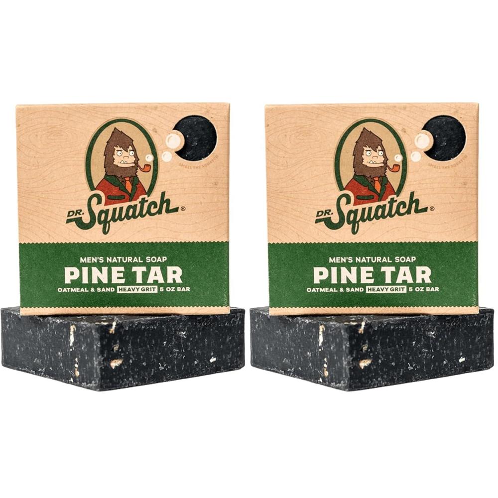 imageDr Squatch All Natural Bar Soap for Men with Heavy Grit Pine Tar5 Ounce Pack of 2