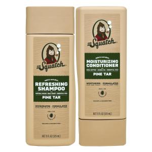 Dr. Squatch Natural Hair Bundle for Men – Healthy, Full Looking Hair – Summer Citrus Shampoo (8 fl oz), Summer Citrus Conditioner (11.5 fl oz)(Pine Tar (Updated Packaging))