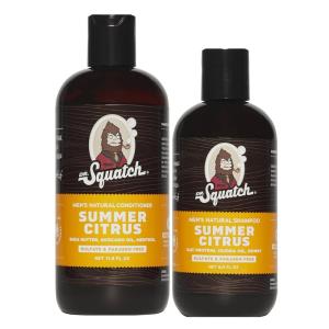 Dr. Squatch Natural Hair Bundle for Men – Healthy, Full Looking Hair – Summer Citrus Shampoo (8 fl oz), Summer Citrus Conditioner (11.5 fl oz)(Summer Citrus)