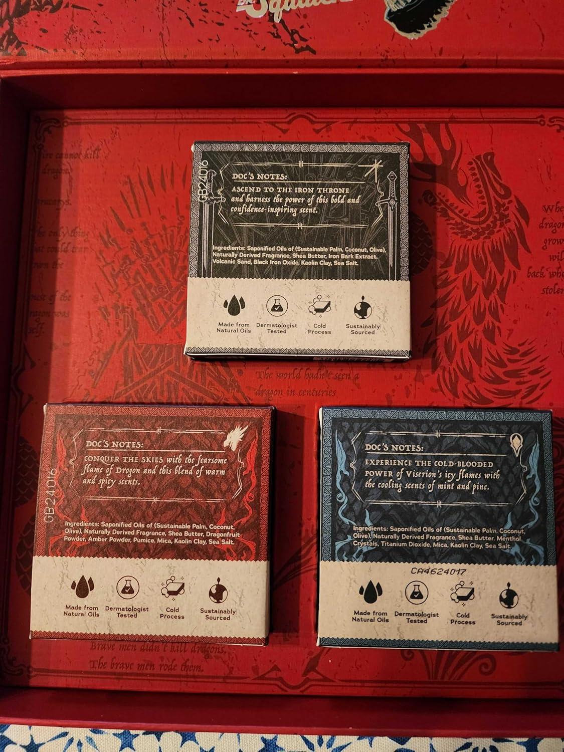 imageDr Squatch The GoT Collection with Collectors Box Mens Natural 3 Bar Soap Bundle and GoT Soap for Men