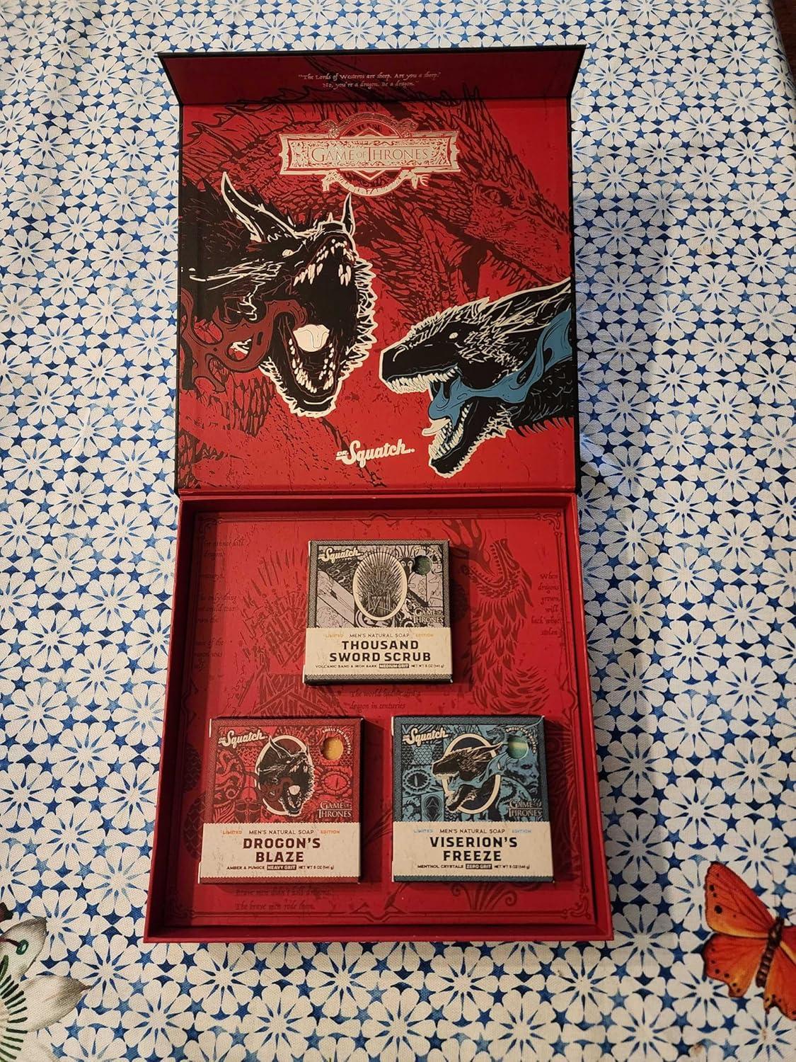 imageDr Squatch The GoT Collection with Collectors Box Mens Natural 3 Bar Soap Bundle and GoT Soap for Men