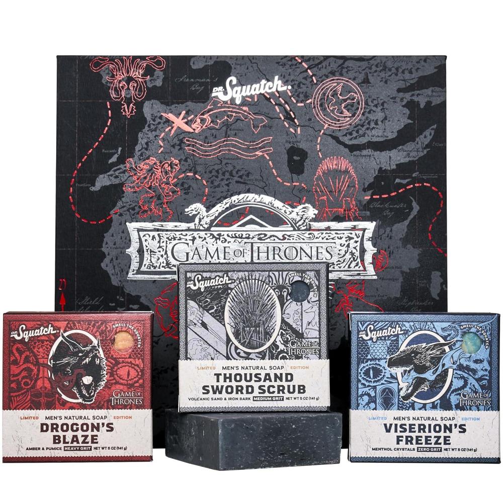 imageDr Squatch The GoT Collection with Collectors Box  Mens Natural 3 Bar Soap Bundle and GoT Soap for Men