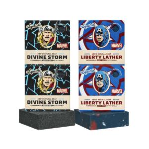 Dr. Squatch Avengers Natural 4 Soap Gift Set – Cold Process Soap with No Harsh Chemicals – Divine Storm, Liberty Shield(4 Soap)