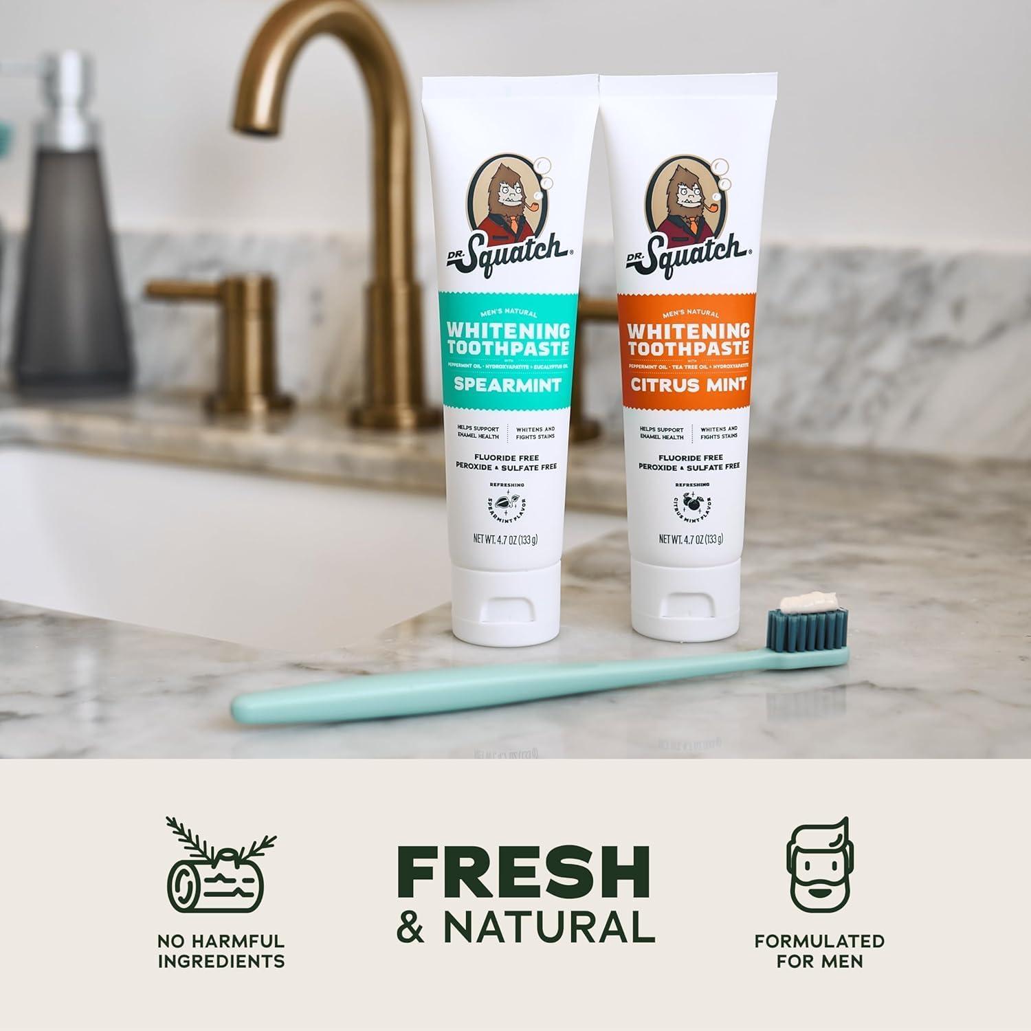 imageDr Squatch Hydroxyapatite Whitening Toothpaste Natural FluorideFree Enamel Support Day amp Night Set Citrus Mint amp Spearmint 47 oz 2Pack