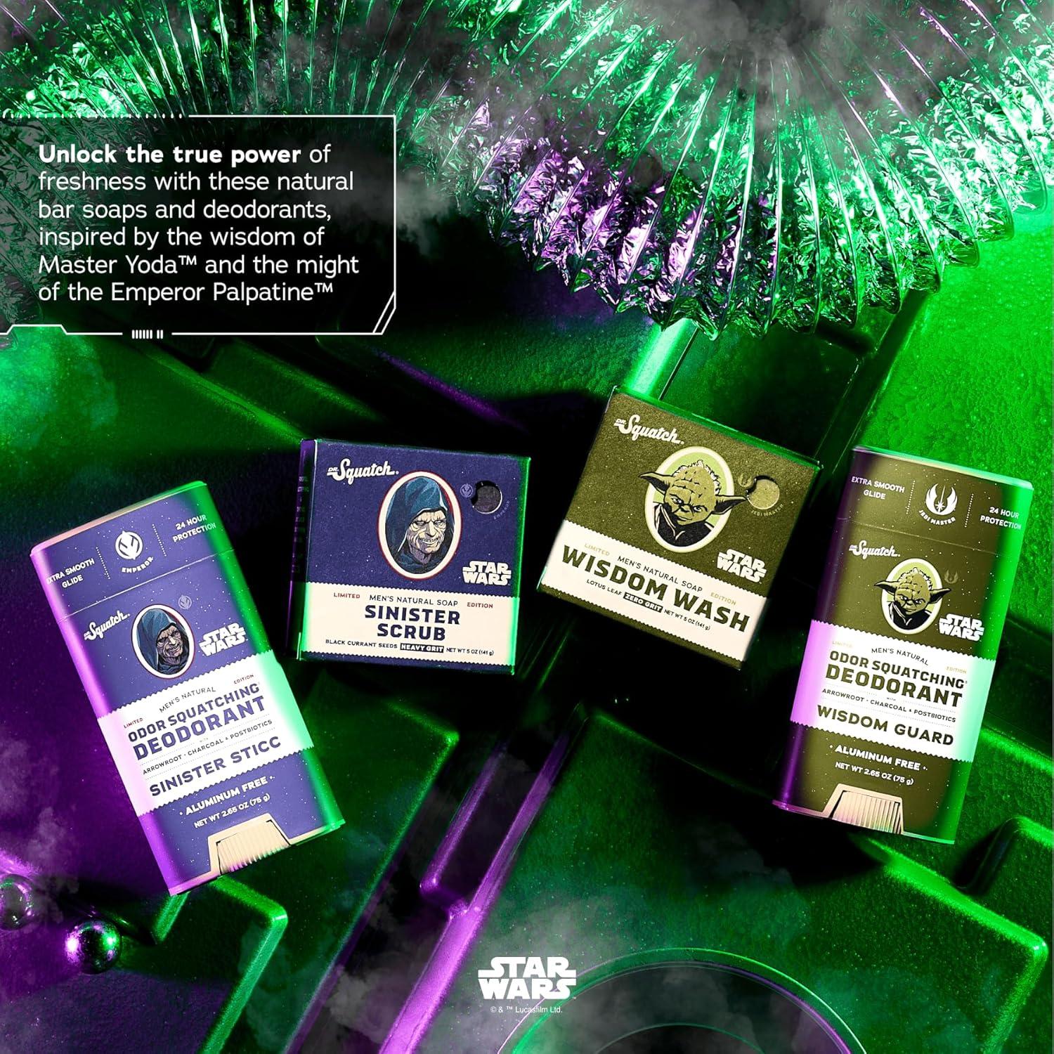imageDr Squatch Star Wars Bundle Natural 4 Soap and 2 Deodorant Gift Set Wisdom Wash Wisdom Guard Sinister Scrub Sinister SticcStar Wars
