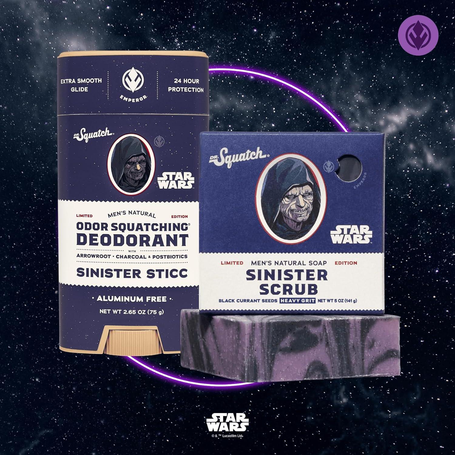 imageDr Squatch Star Wars Bundle Natural 4 Soap and 2 Deodorant Gift Set Wisdom Wash Wisdom Guard Sinister Scrub Sinister SticcStar Wars
