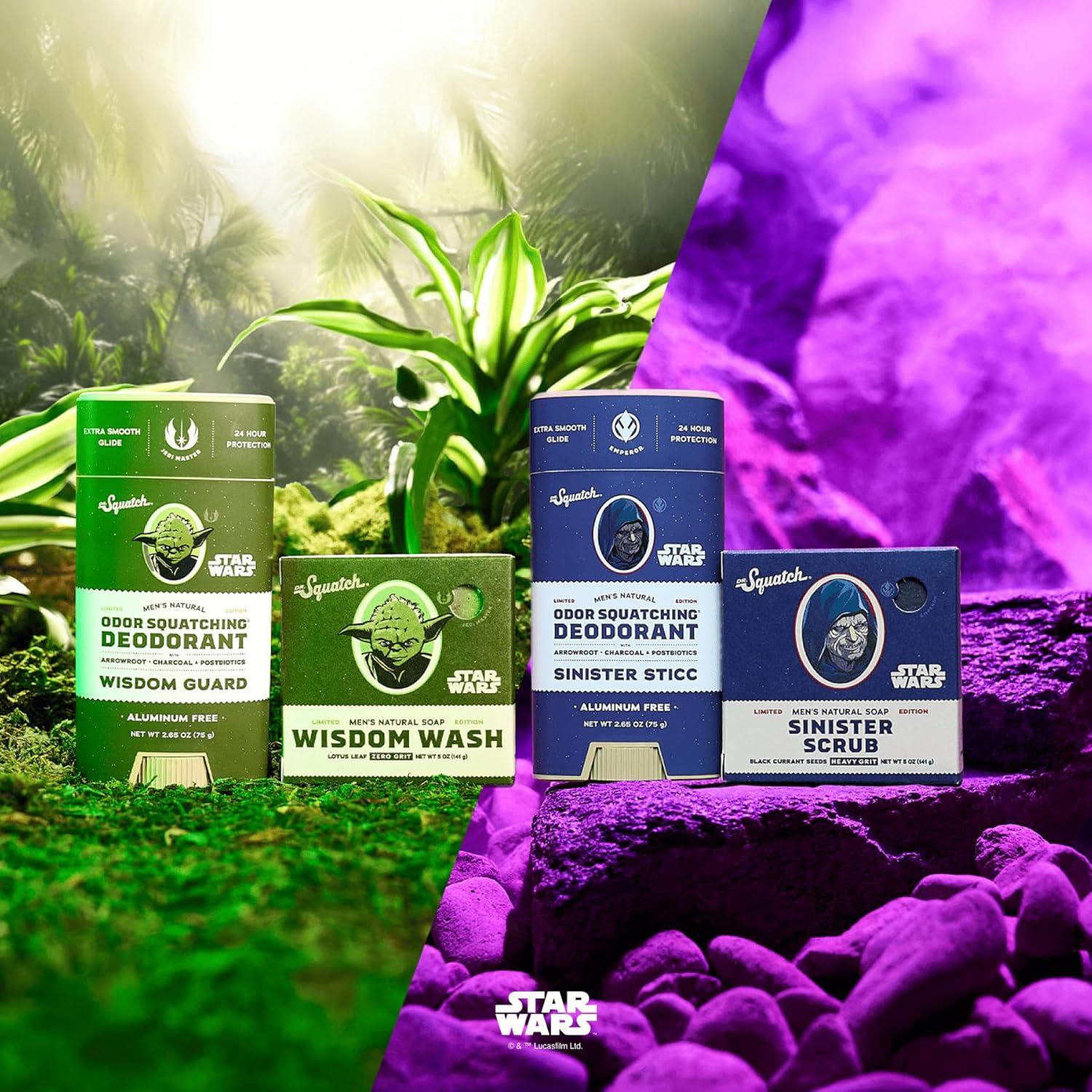 imageDr Squatch Star Wars Bundle Natural 4 Soap and 2 Deodorant Gift Set Wisdom Wash Wisdom Guard Sinister Scrub Sinister SticcStar Wars