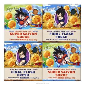 Dr. Squatch Natural Men’s Bar Soap – Limited Edition Dragon Ball Z Gifts for Men – Natural Cold Process Soap Bar – Super Saiyan Surge + Final Flash Fresh (5 oz, 4-Pack)