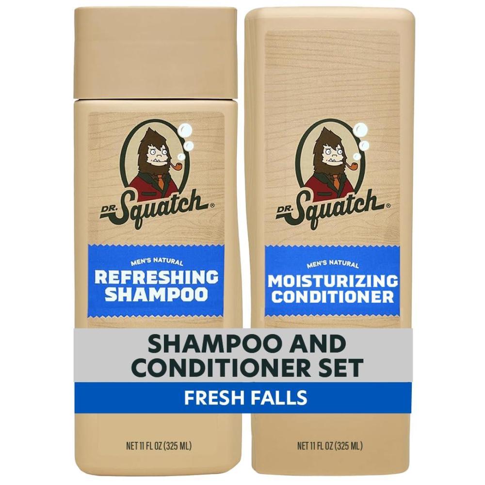 imageDr Squatch Full  Thick Mens Shampoo and Conditioner Set  For Fuller ThickerLooking Hair  Natural Shampoo and Conditioner for Men  Coconut Castaway 11 fl oz 2PackRefreshing Fresh Falls