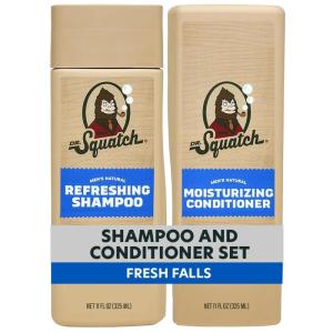 Dr. Squatch Full + Thick Men’s Shampoo and Conditioner Set – For Fuller, Thicker-Looking Hair – Natural Shampoo and Conditioner for Men – Coconut Castaway (11 fl oz, 2-Pack)(Refreshing Fresh Falls)