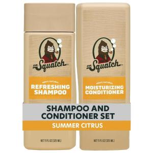 Dr. Squatch Full + Thick Men’s Shampoo and Conditioner Set – For Fuller, Thicker-Looking Hair – Natural Shampoo and Conditioner for Men – Coconut Castaway (11 fl oz, 2-Pack)(Summer Citrus)