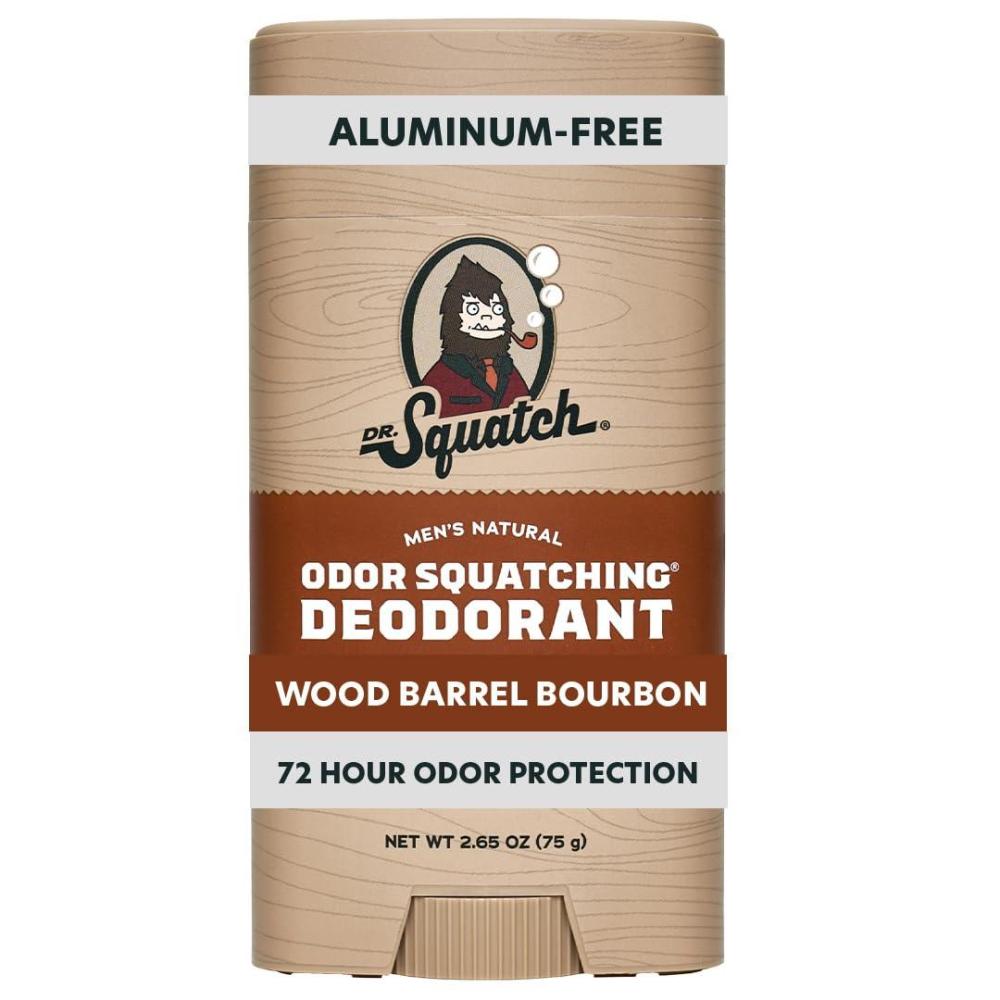 imageDr Squatch Natural Mens Deodorant  Aluminum Free Natural Deodorant Men with Charcoal amp Postbiotics for 72Hour Odor Protection  Fresh Falls 265oz StickWood Barrel Bourbon