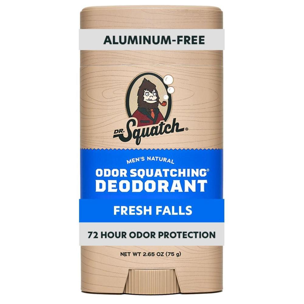 imageDr Squatch Natural Mens Deodorant  Aluminum Free Natural Deodorant Men with Charcoal amp Postbiotics for 72Hour Odor Protection  Fresh Falls 265oz StickFresh