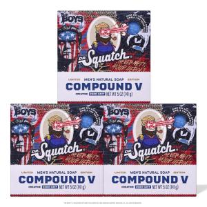 Dr. Squatch Natural Men’s Bar Soap – Limited Edition The Boys Gifts for Men – Natural Cold Process Soap Bar – Compound V, 5oz (3-Pack)